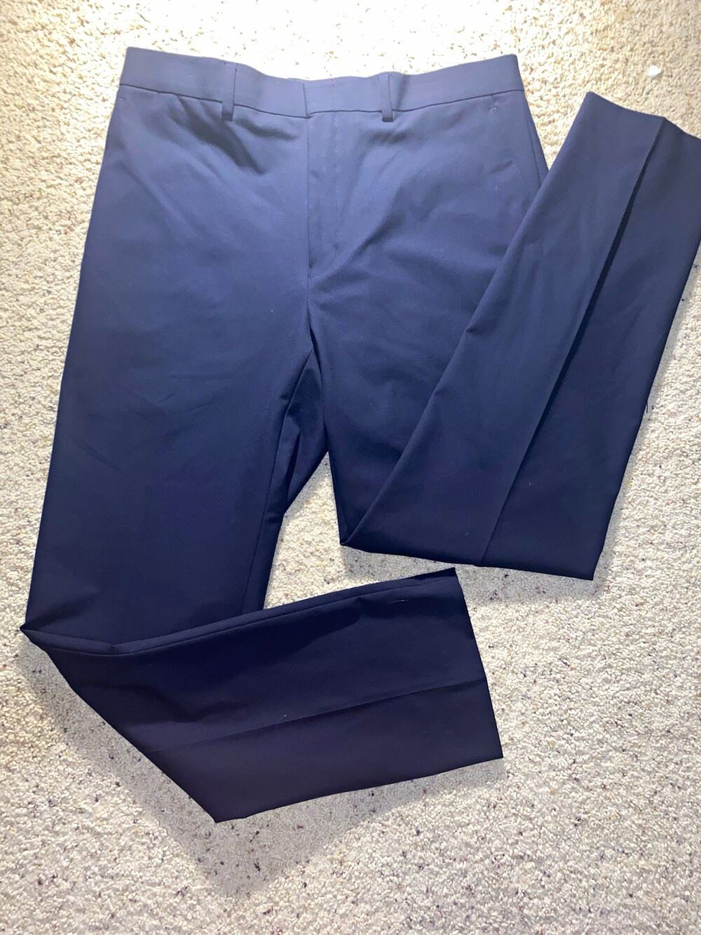 Lauren Ralph Lauren Mens Dress Pants 34x32 Navy Blue Slim Fit Stretch Flat Front